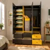 Riidekapp 3-ukseline Creative 3D VOX must/kollane