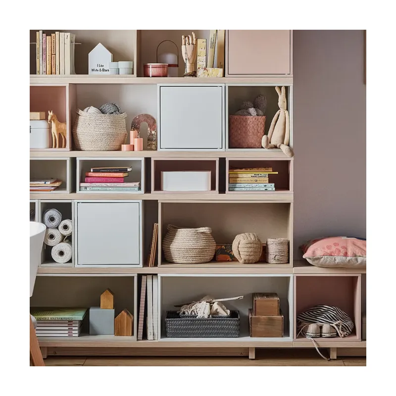 Bookcase wide cava beige / powder pink / gray beige / white Balance