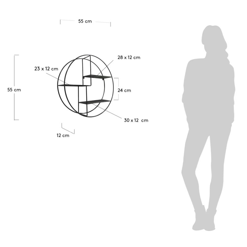 Ümmargune seinariiul 55 cm Across
