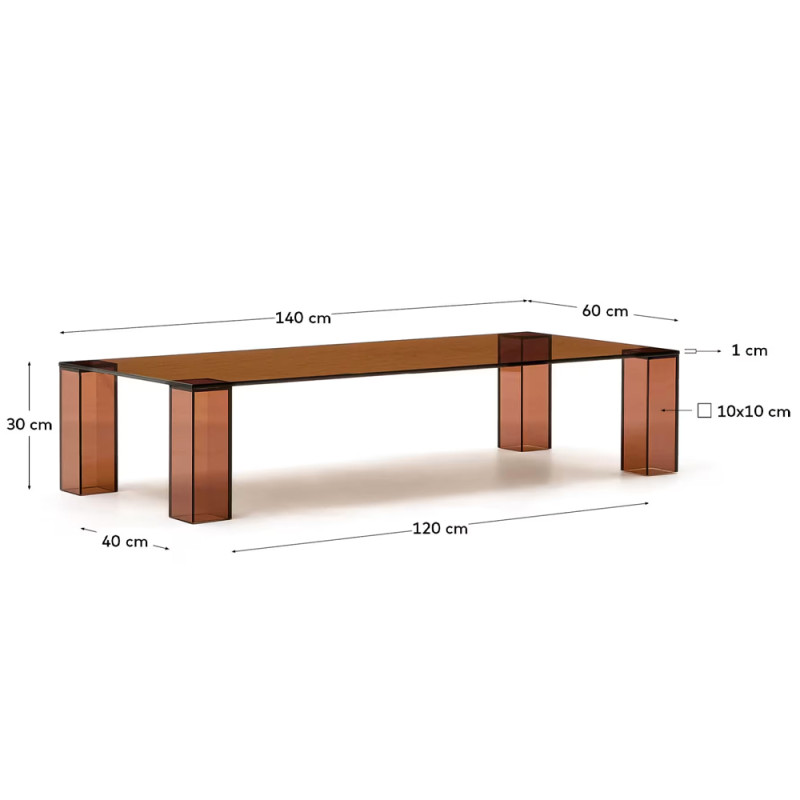 Klaasist kohvilaud 140 x 60 cm Adularia