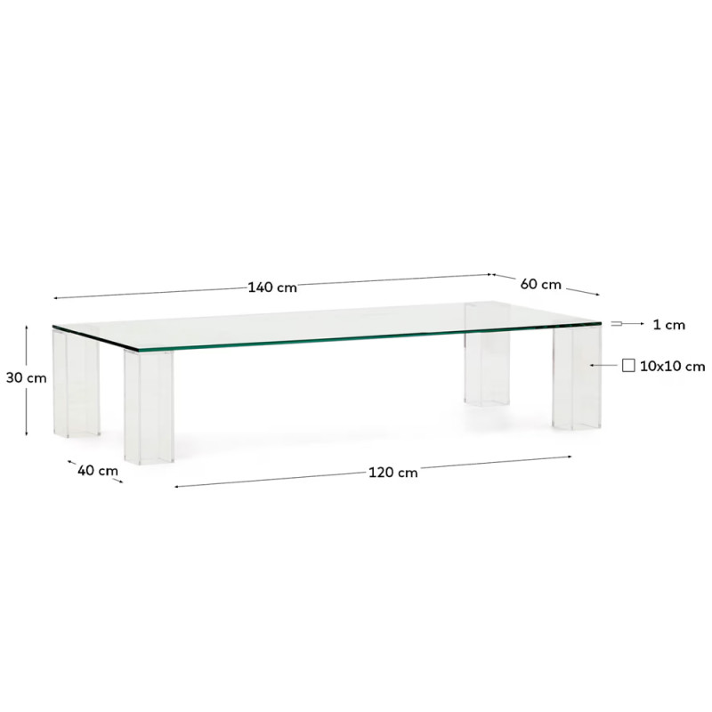 Klaasist kohvilaud 140 x 60 cm Adularia