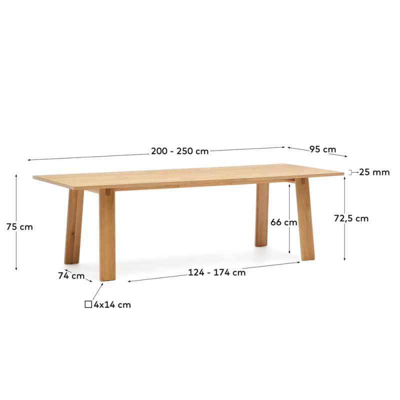 Pikendatav täistammest laud 200 (250) x 95 cm Arlen
