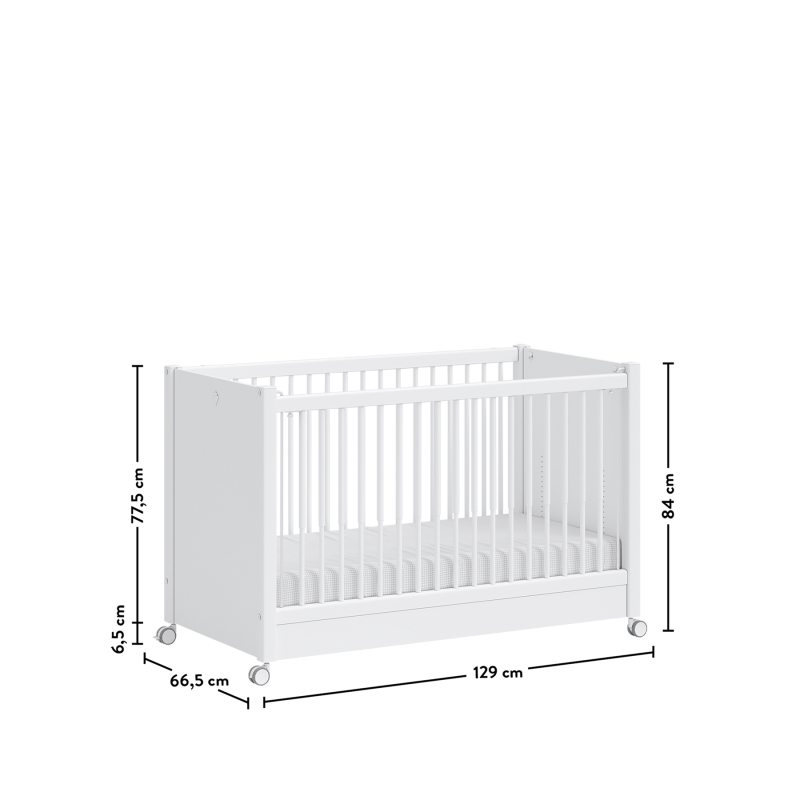 Beebivoodi ratastega Baby Cotton valge