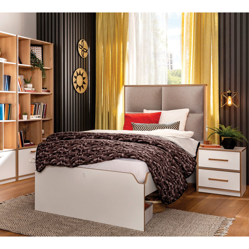 Bed with fabric headboard Modera 100x200