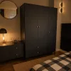 3-Door Wardrobe Creative 3D VOX Indigo/Light Oak