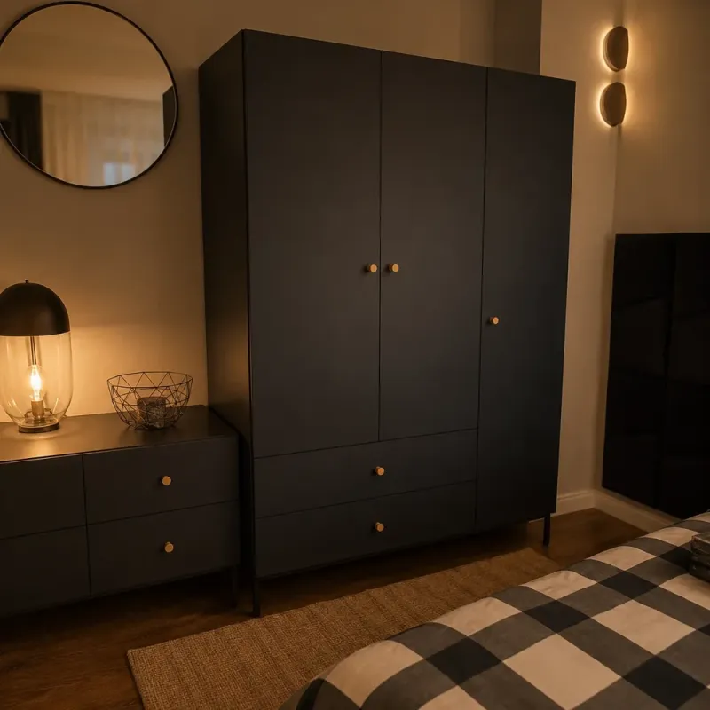 3-Door Wardrobe Creative 3D VOX Indigo/Light Oak