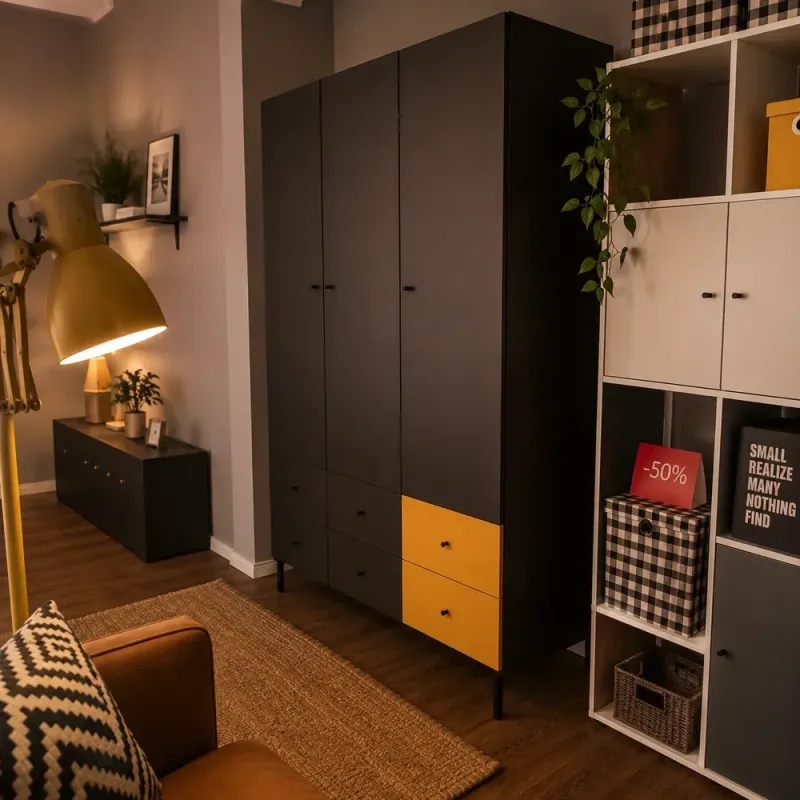3-Door Wardrobe Creative 3D VOX Black/Yellow