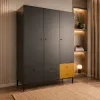 3-Door Wardrobe Creative 3D VOX Black/Yellow