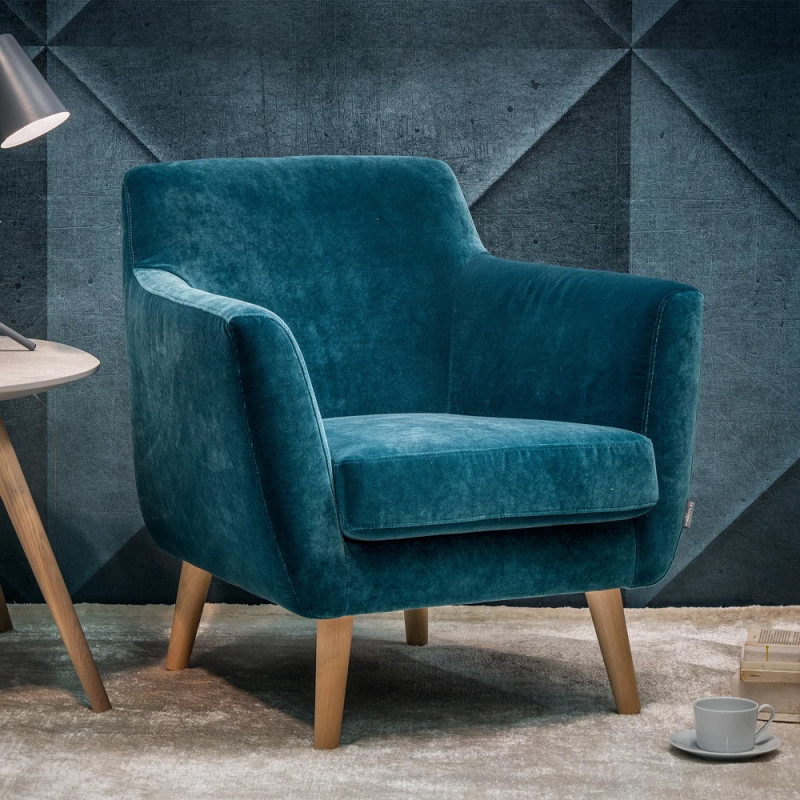 Armchair in retro style Dagmar on wooden legs