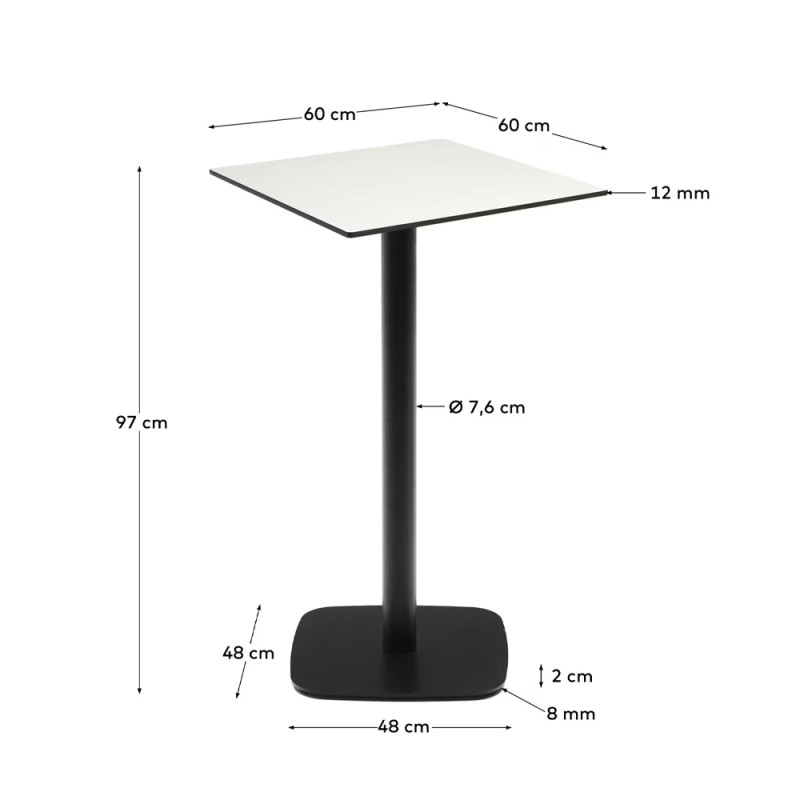 Tall square outdoor table 60 x 60 x 96 cm Dina