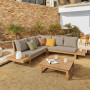 Corner five-seater sofa with a table Flaviina made of solid acacia