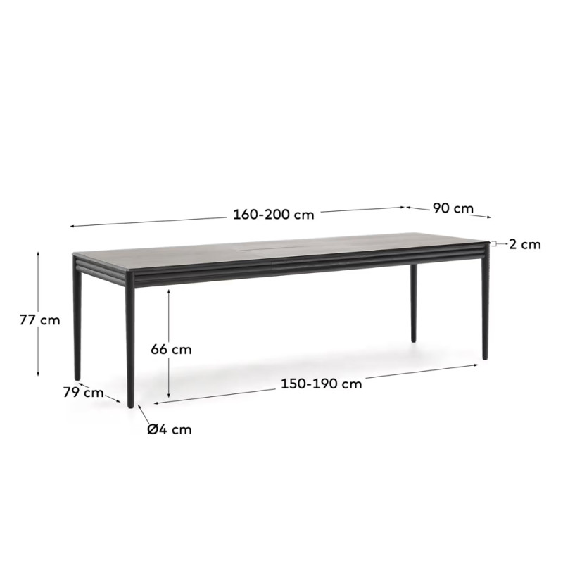 Must pikendatav laud 160 (200) x 90 cm Lenon