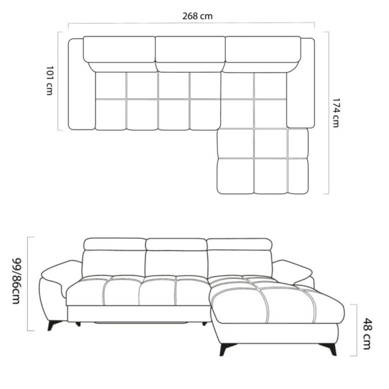 Corner sofa bed Lugano S