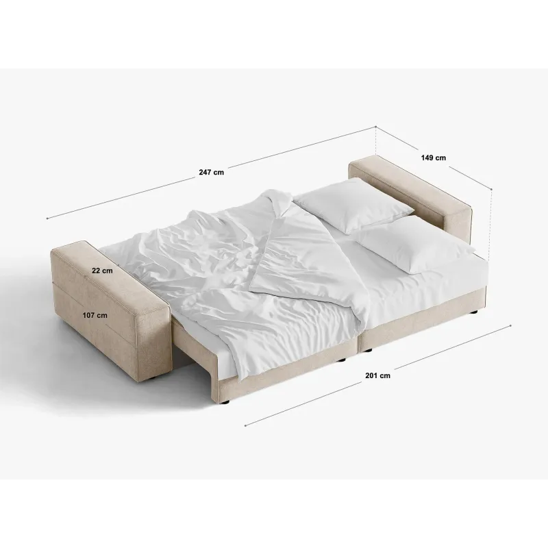 Velvet Sofa With Bed Function And Box Jodie 3 Seats