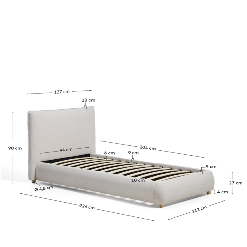 Bed Elerio with headboard 90x200