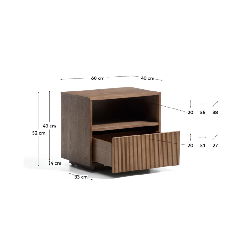 Nightstand Helvine ash veneer