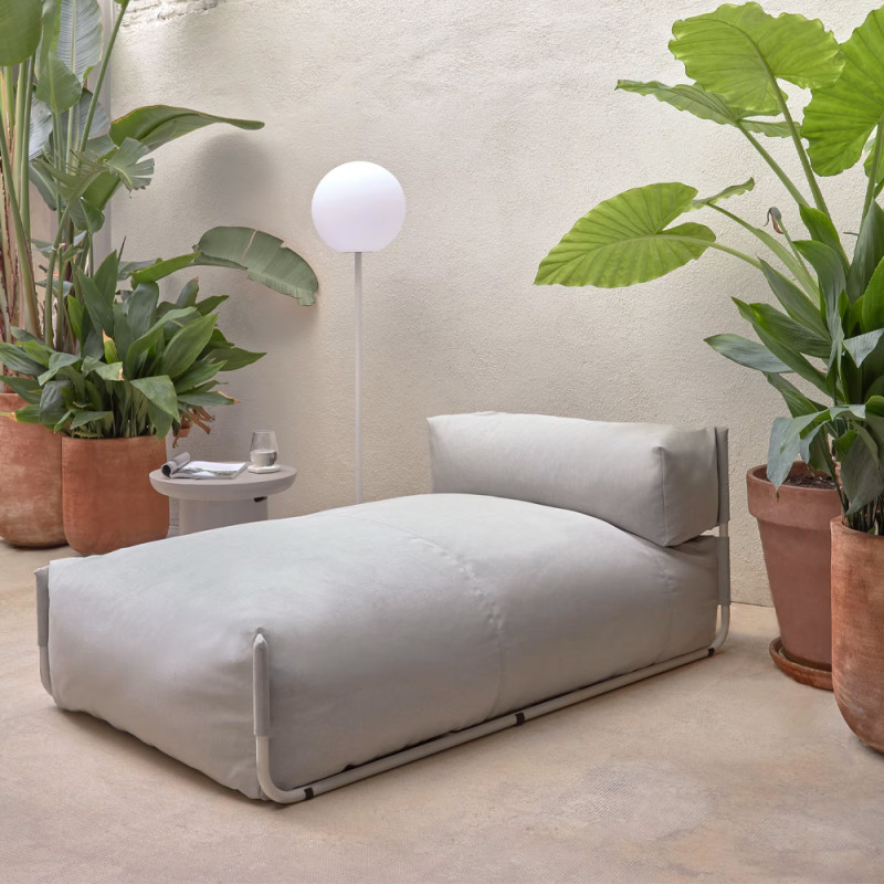 Outdoor modular chaise lounge-pouf Square with back