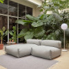 Outdoor modular chaise lounge-pouf Square with back