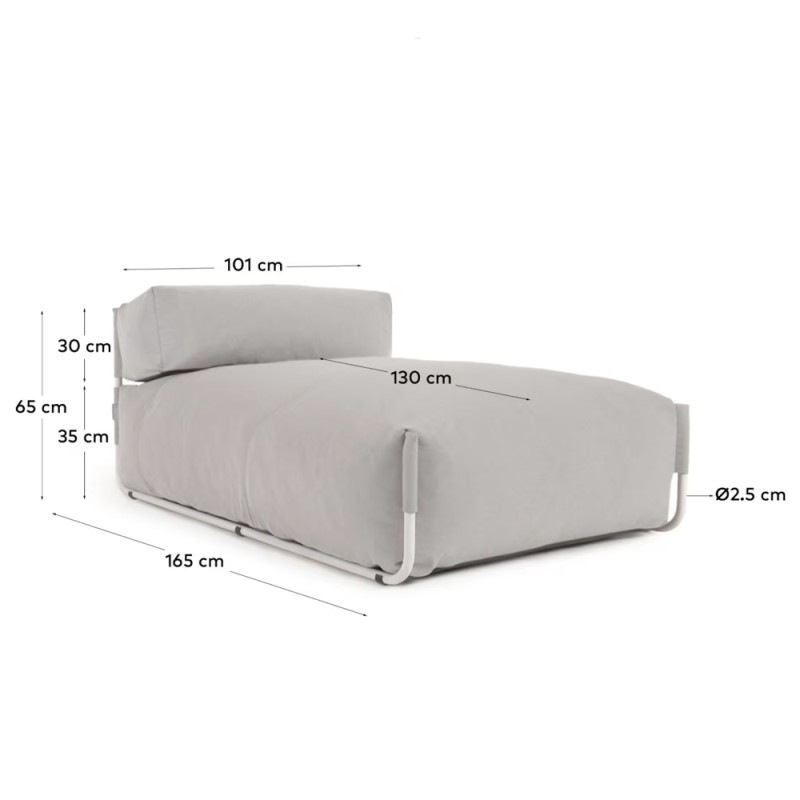 Outdoor modular chaise lounge-pouf Square with back