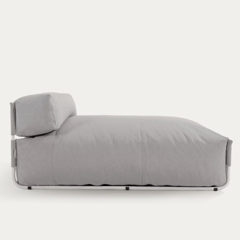 Outdoor modular chaise lounge-pouf Square with back