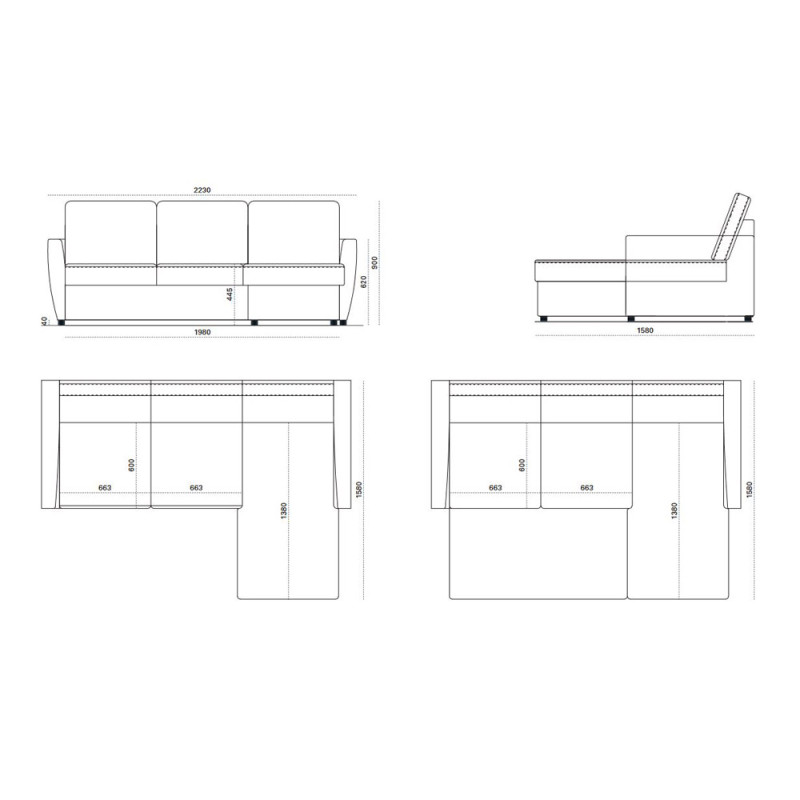 Corner sofa bed Pelle 3-seater