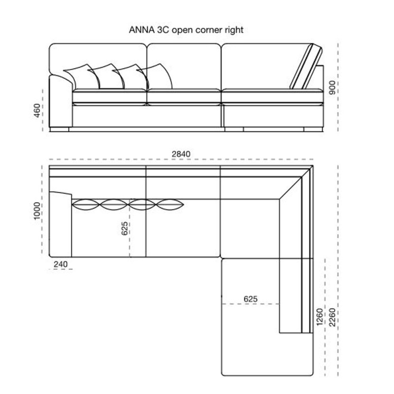 Corner sofa Anna 3N