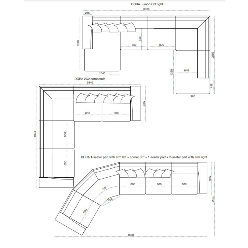 Open corner sofa Dora