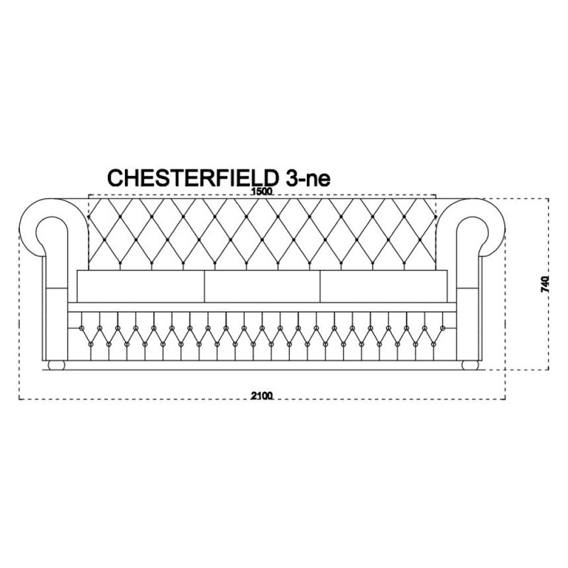 Diivan Chesterfield 3-kohaline