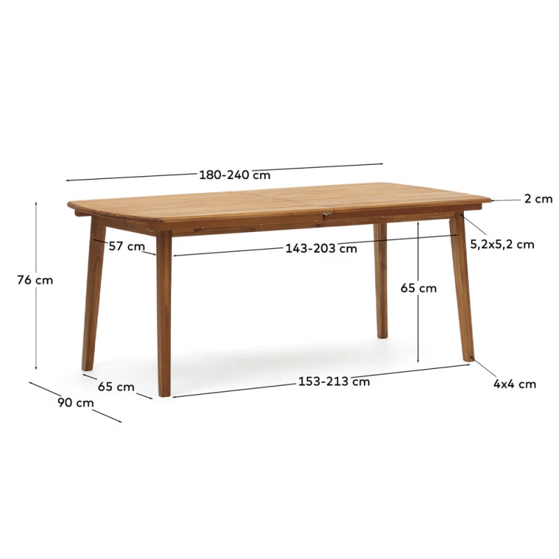 Pikendatav väli-laud 180 (240) x 90 cm Thianna
