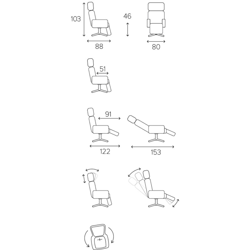 Armchair rotary  Timeout with footrest
