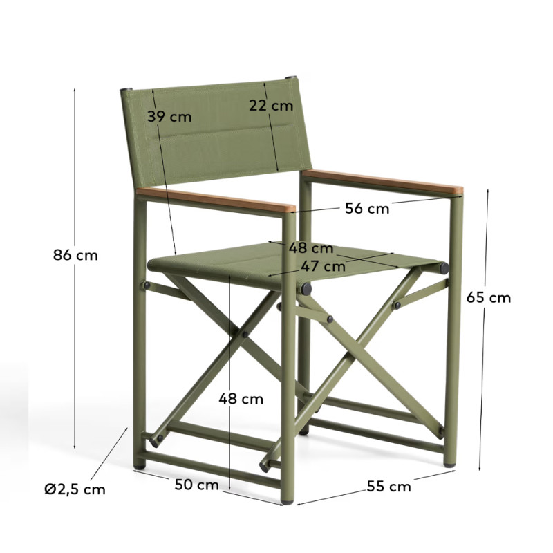 Folding garden chair Tisno with an aluminum backrest