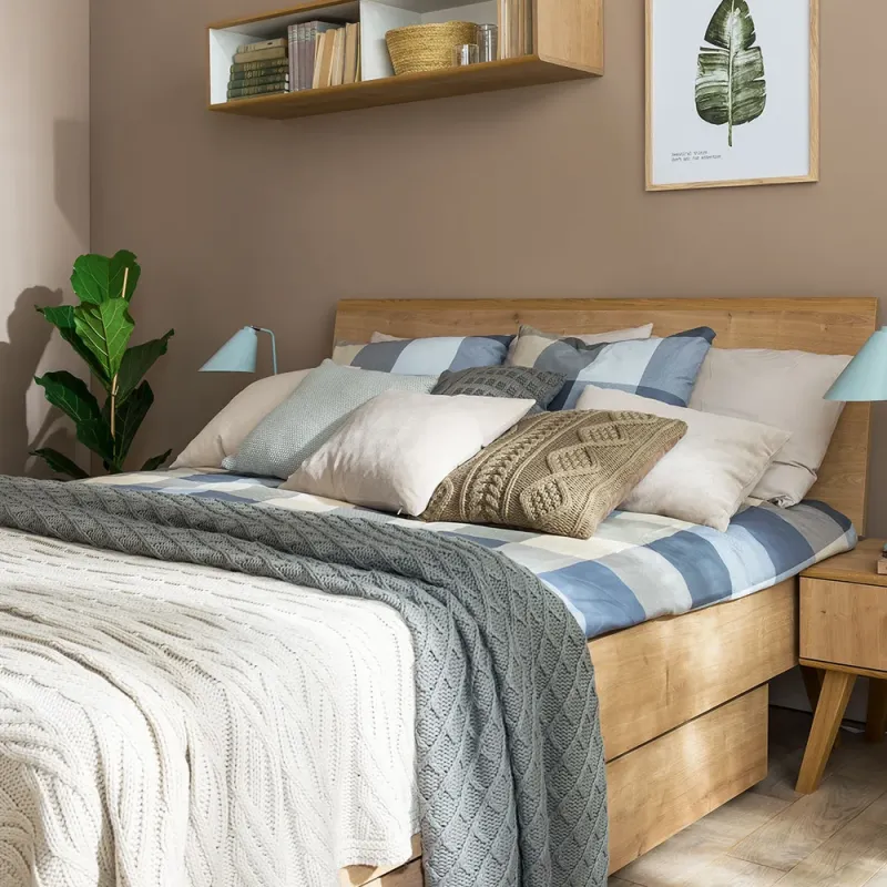 Bed with flat headboard Nature 140x200