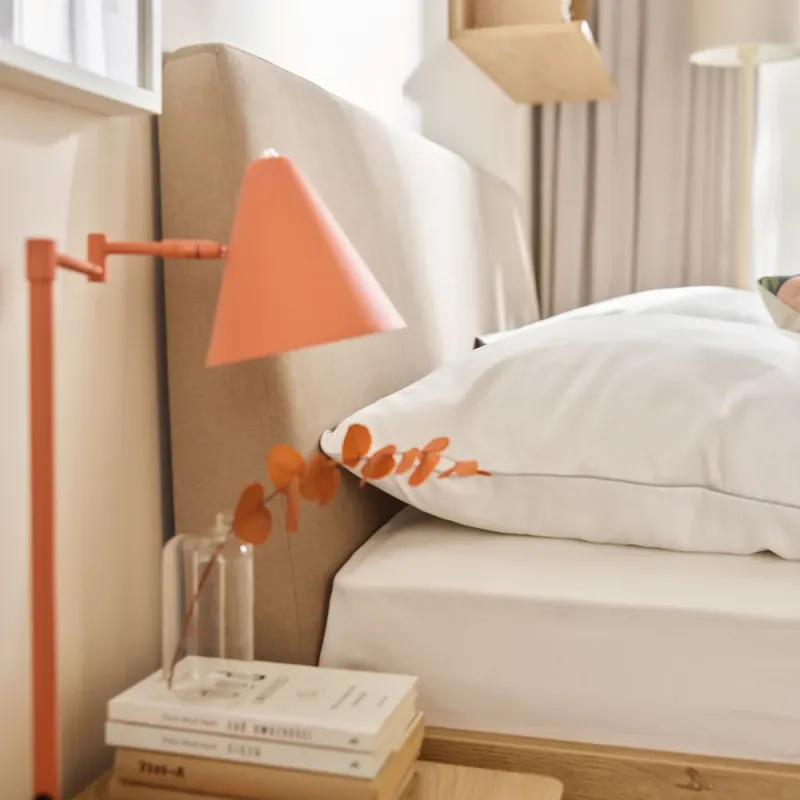 Bed 120x200 with upholstered slanted headboard Well