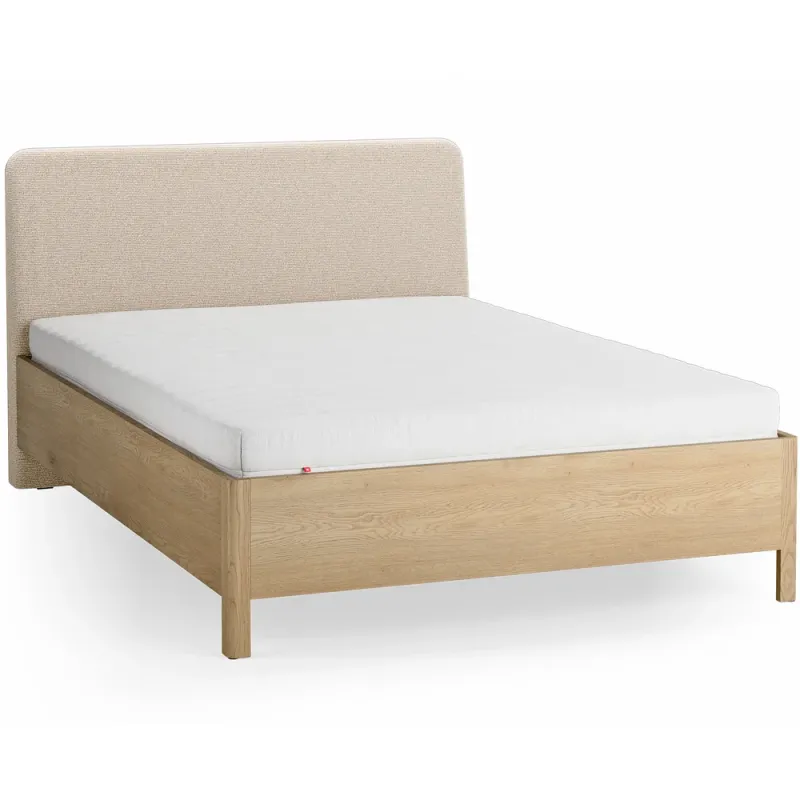 Bed 140x200 with upholstered slanted headrest Well