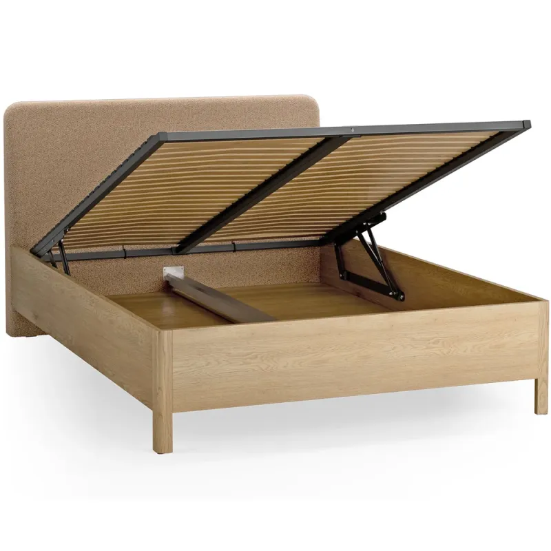 Bed 140x200 with upholstered slanted headrest Well