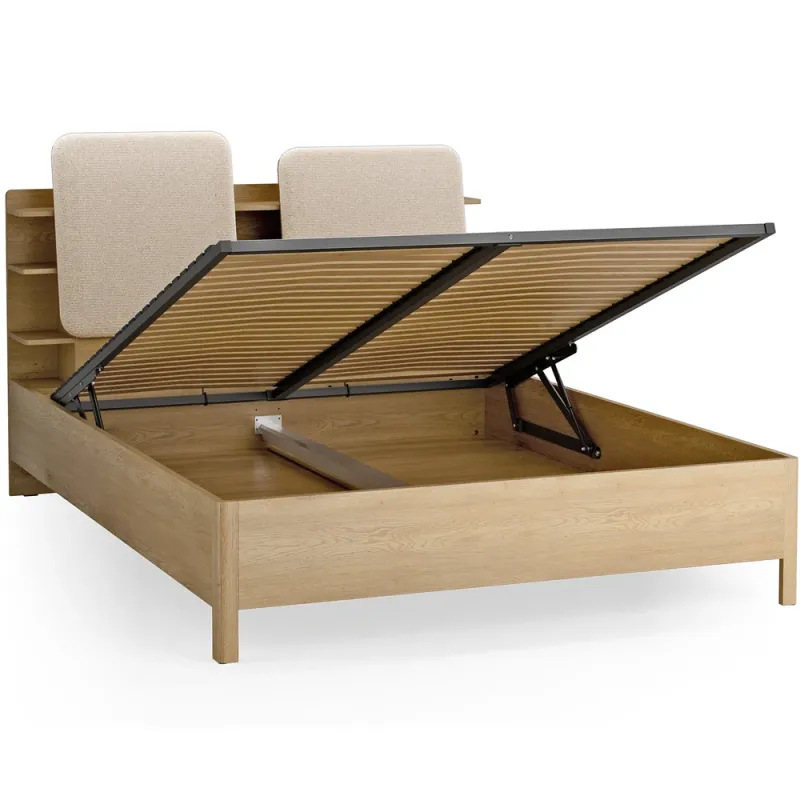 Bed 160x200 with shelves Well