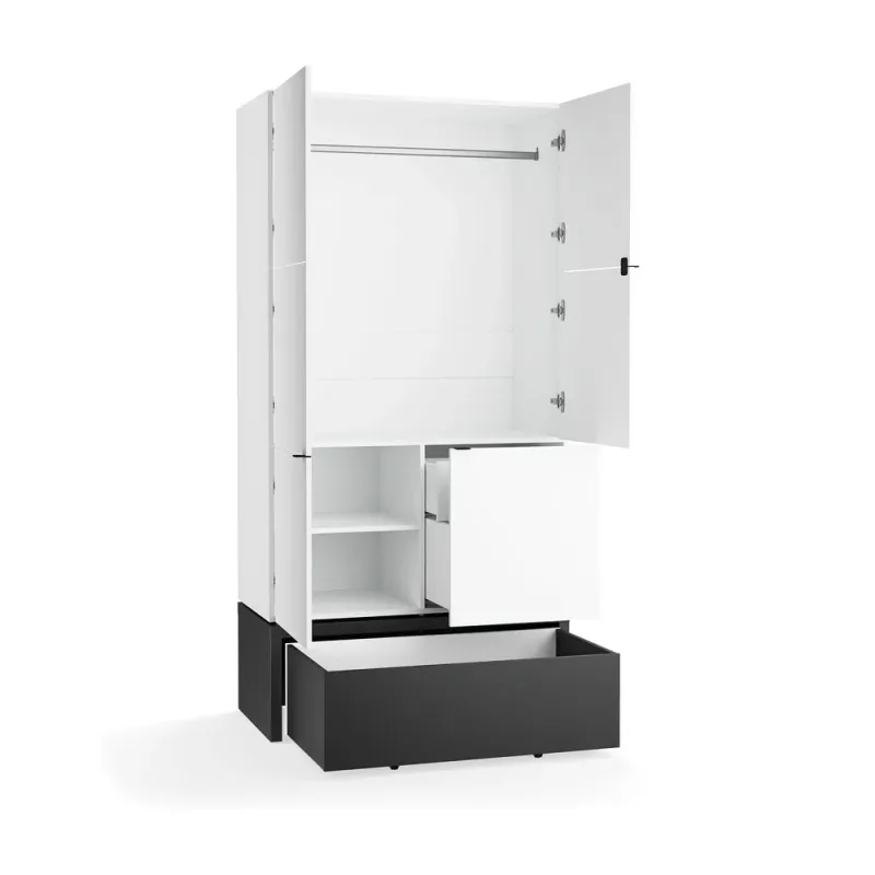 2-door wardrobe with drawers on a platform with pull-out drawer Young Users Next
