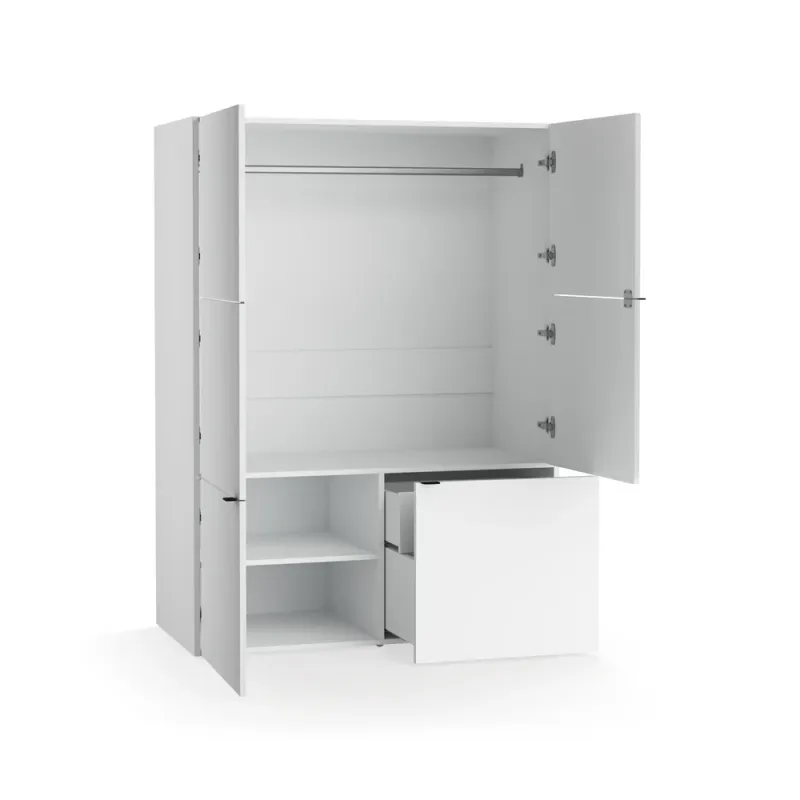 2-door wardrobe with drawers on a platform with pull-out storage box Young Users Next