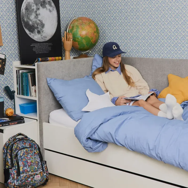 Left  bed with lift-up frame and drawer Young Users Next