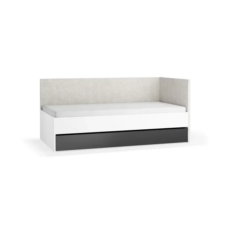 Right upholstered bed with lift-up frame and lower bed Young Users Next