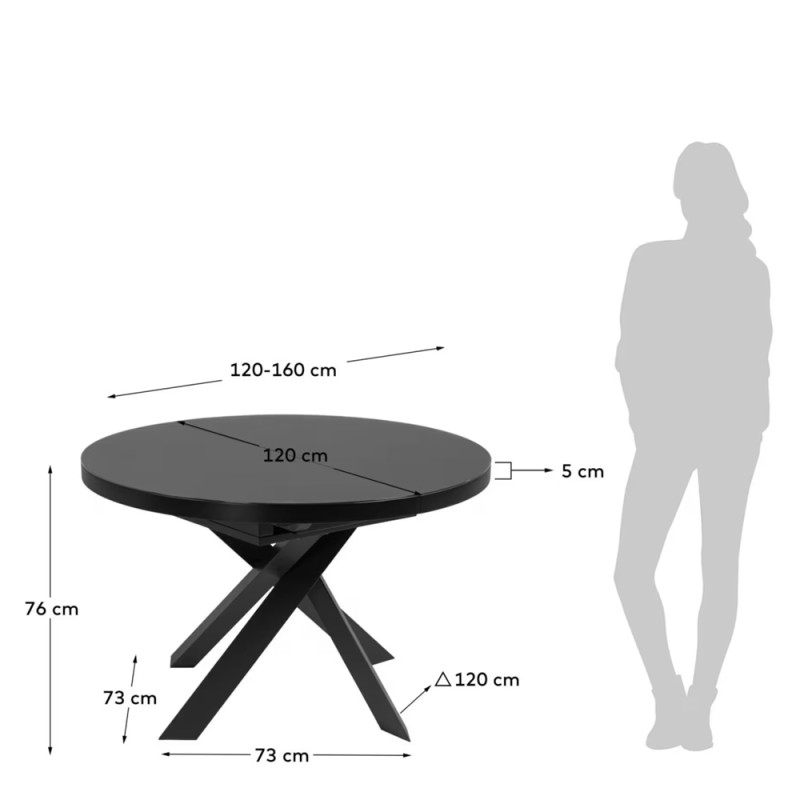 Ümmargune pikendatav diivanilaud 120 (160) cm Vashti