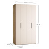 Riidekapp 125x225 Stor COMFORT  pikk käepide ümar tamm, uksed liivabeez ZIP.HOME