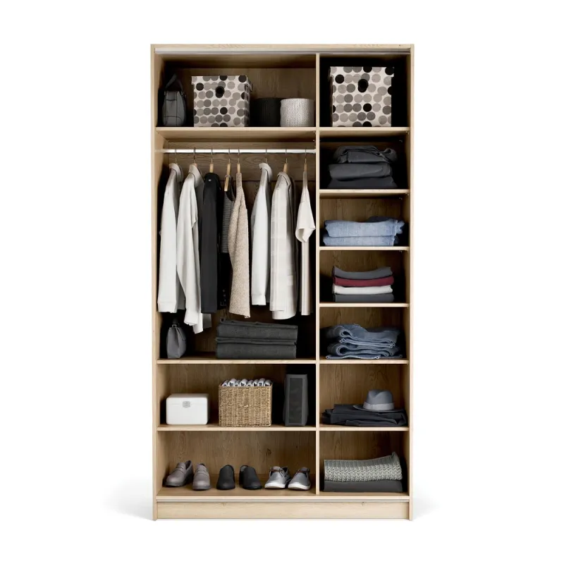 Wardrobe 125x225 Stor COMFORT  long handle rounded oak  front sand beige