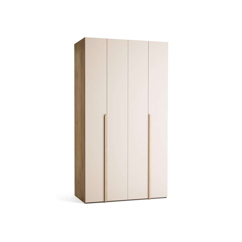 Riidekapp 125x225 Stor COMFORT  pikk käepide ümar tamm, uksed liivabeez