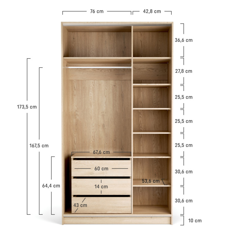 Riidekapp 125x225 Stor Maxi lühike käepide roosa kuldne  uksed liivabeez, küljed liivabeez ZIP.HOME