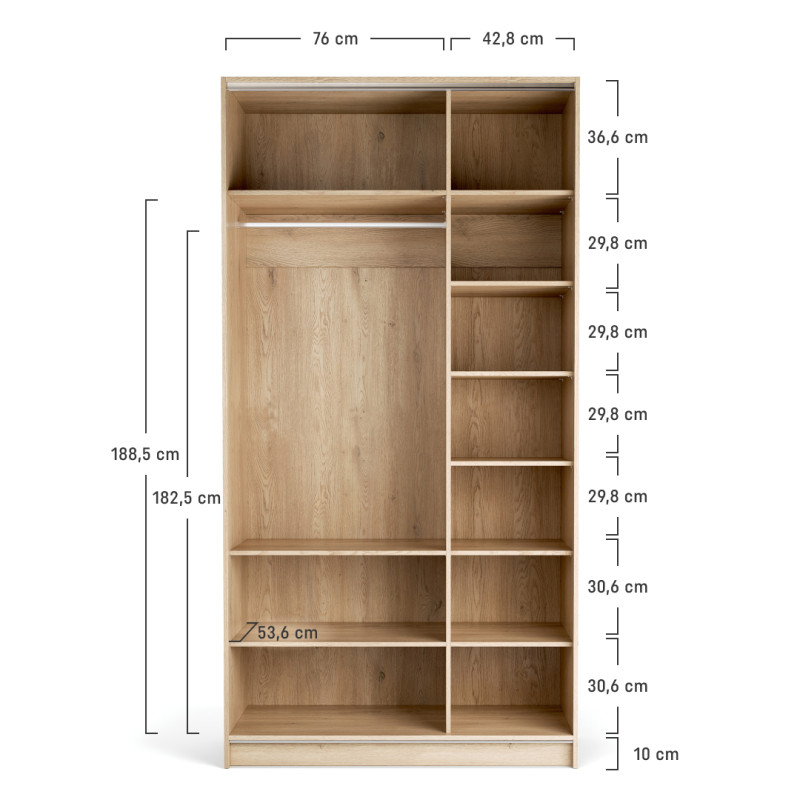 Riidekapp 125x240 Stor COMFORT lühike metall käepide must, uksed liivabeez ZIP.HOME