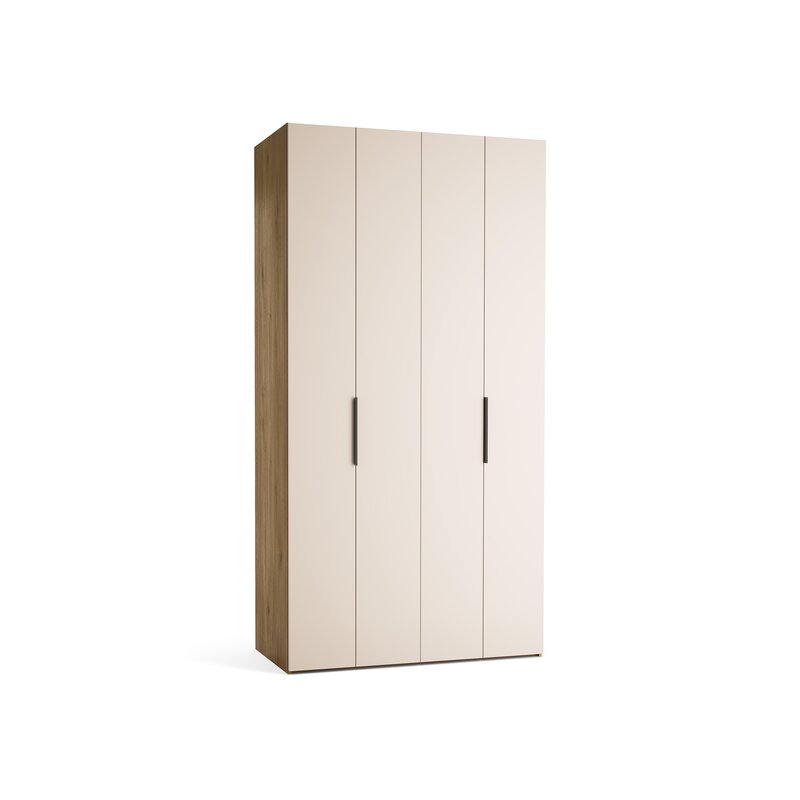 Riidekapp 125x240 Stor COMFORT lühike metall käepide must, uksed liivabeez