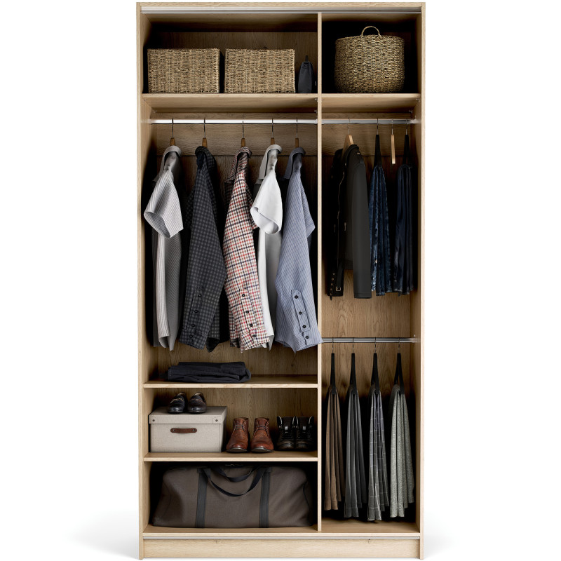 Riidekapp 125x240 Stor EASY  lühike käepide ümar kuldne, uksed valged,küljed valged