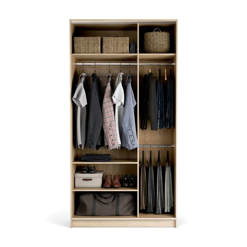 Wardrobe 125x240 Stor EASY  short handle rounded gold front white side white