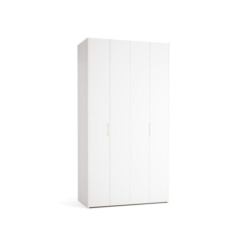 Riidekapp 125x240 Stor EASY  lühike käepide ümar kuldne, uksed valged,küljed valged